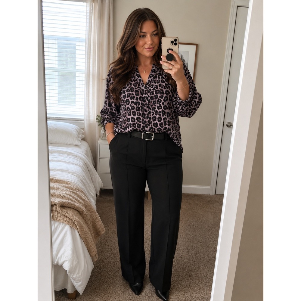 Torrid Leopard Print Blouse Size 3X Brown 3/4 Sleeve Office Casual Lightweight